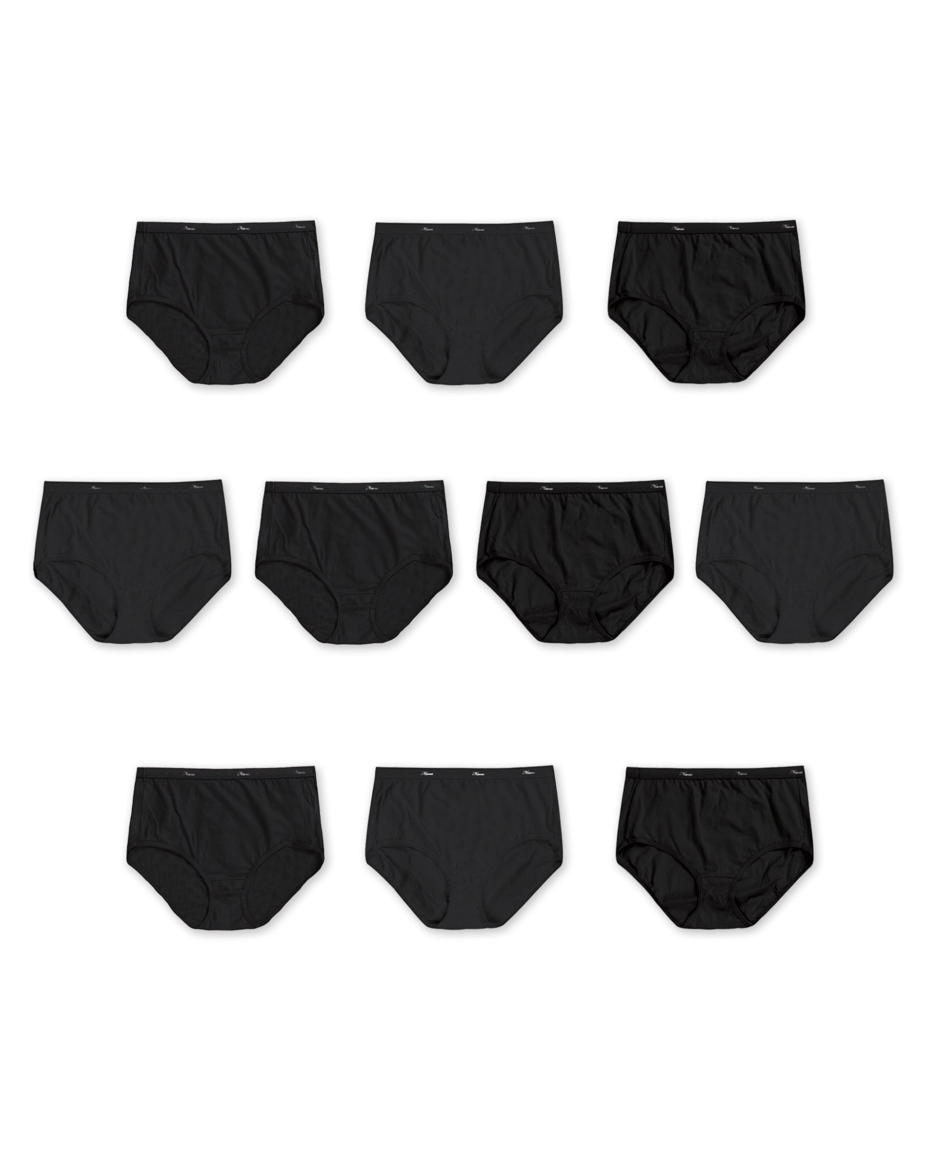 Briefs 10-Pack Panties Women'S Underwear Breathable 100% Cotton All Black